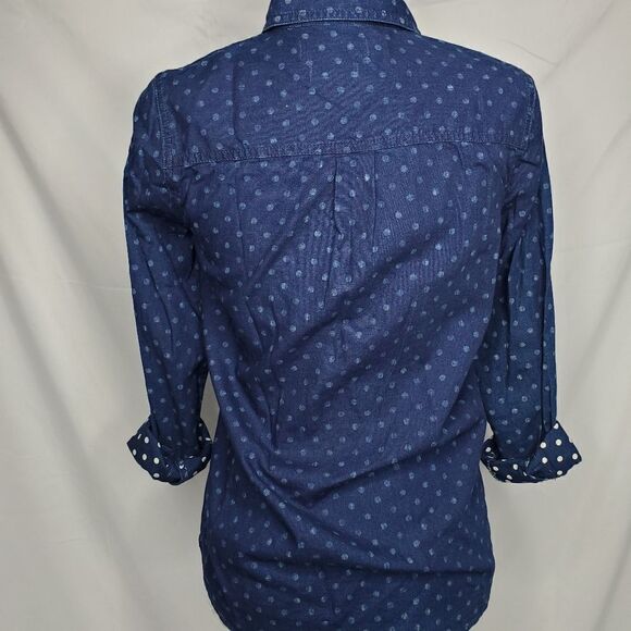 MADEWELL dotted blue chambray denim button up boyshirt XS 09237 - Picture 4 of 10